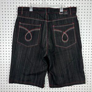 Evolution in Design Black Gothic Skate Shorts‎ 40 Red Stitched Pocket Y2K Punk